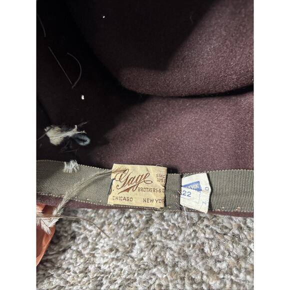 Early 1900’s Gage Brothers & Co Antique Tilt Hat Feathers Satin Velvet - Picture 11 of 16